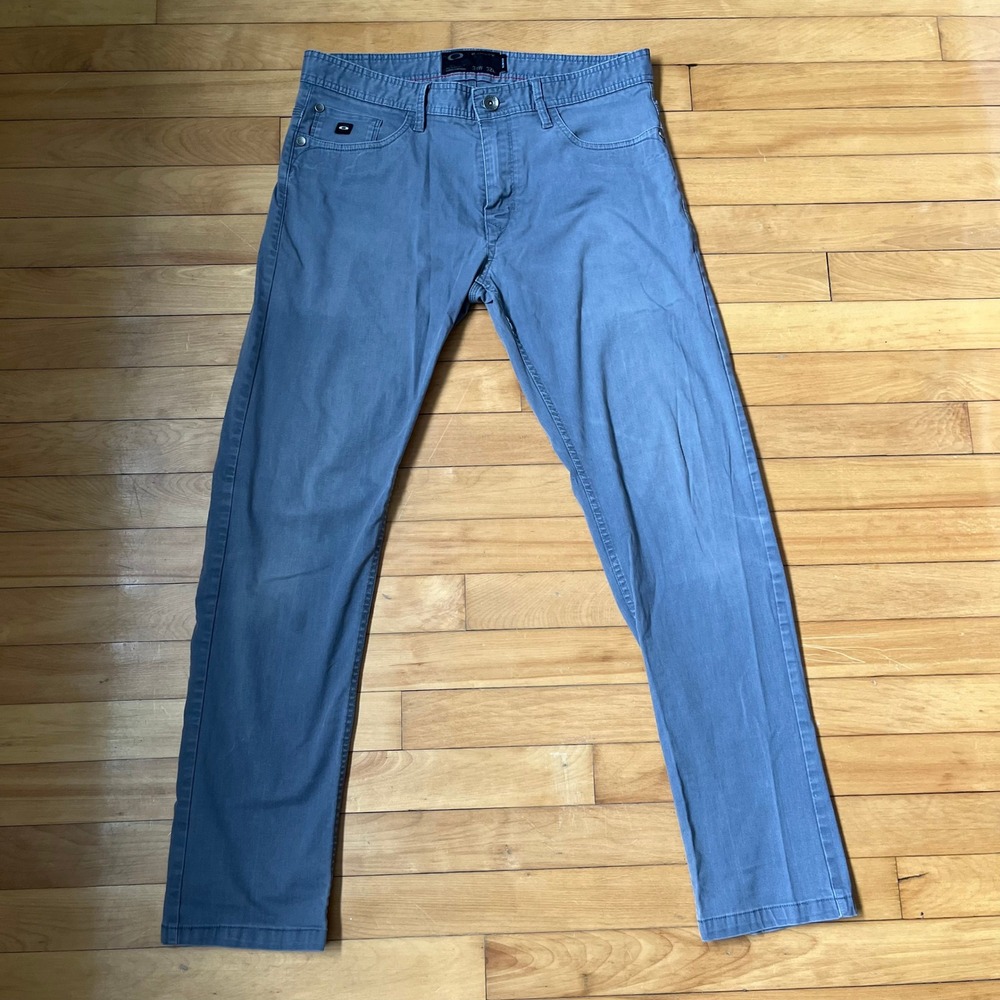 Oakley Mens Slim Fit 5-Pocket Pants Gray Blue 34W 32L RN96548 CA35460